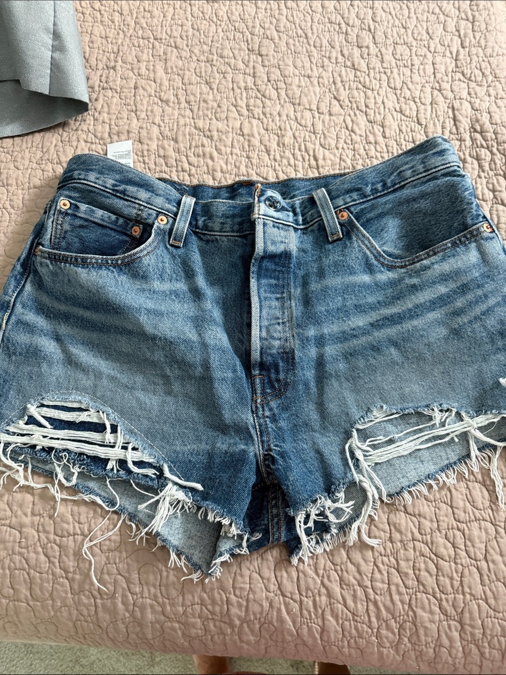 Levi's Distressed Blue Denim Cutoff Shorts